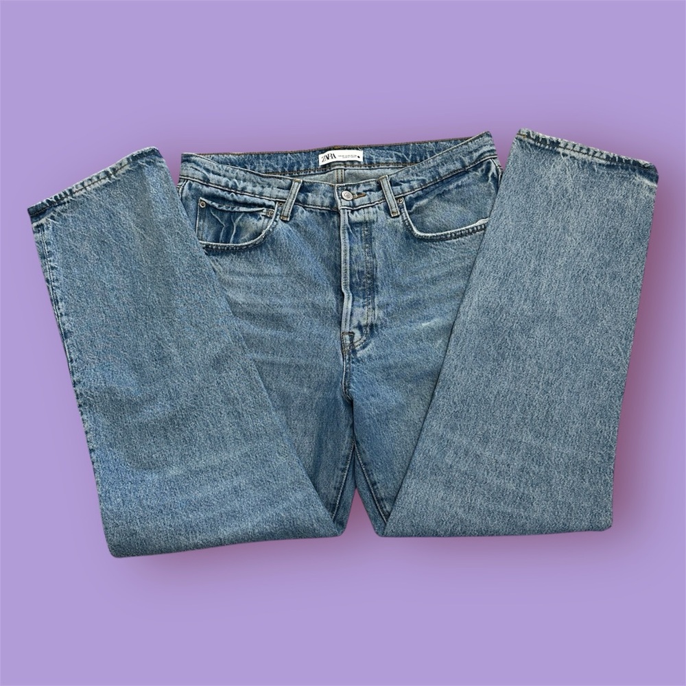 Zara Blue Straight Leg Jeans Classic Denim